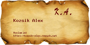 Kozsik Alex névjegykártya