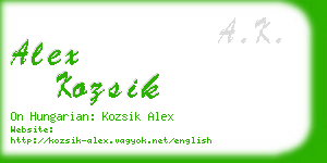 alex kozsik business card